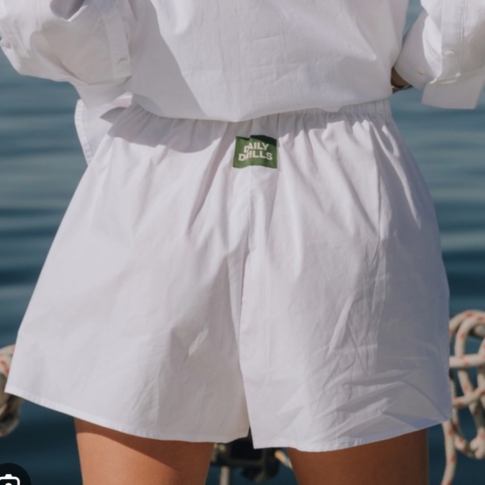 Daily Drills White Poplin Resort Shorts - XS